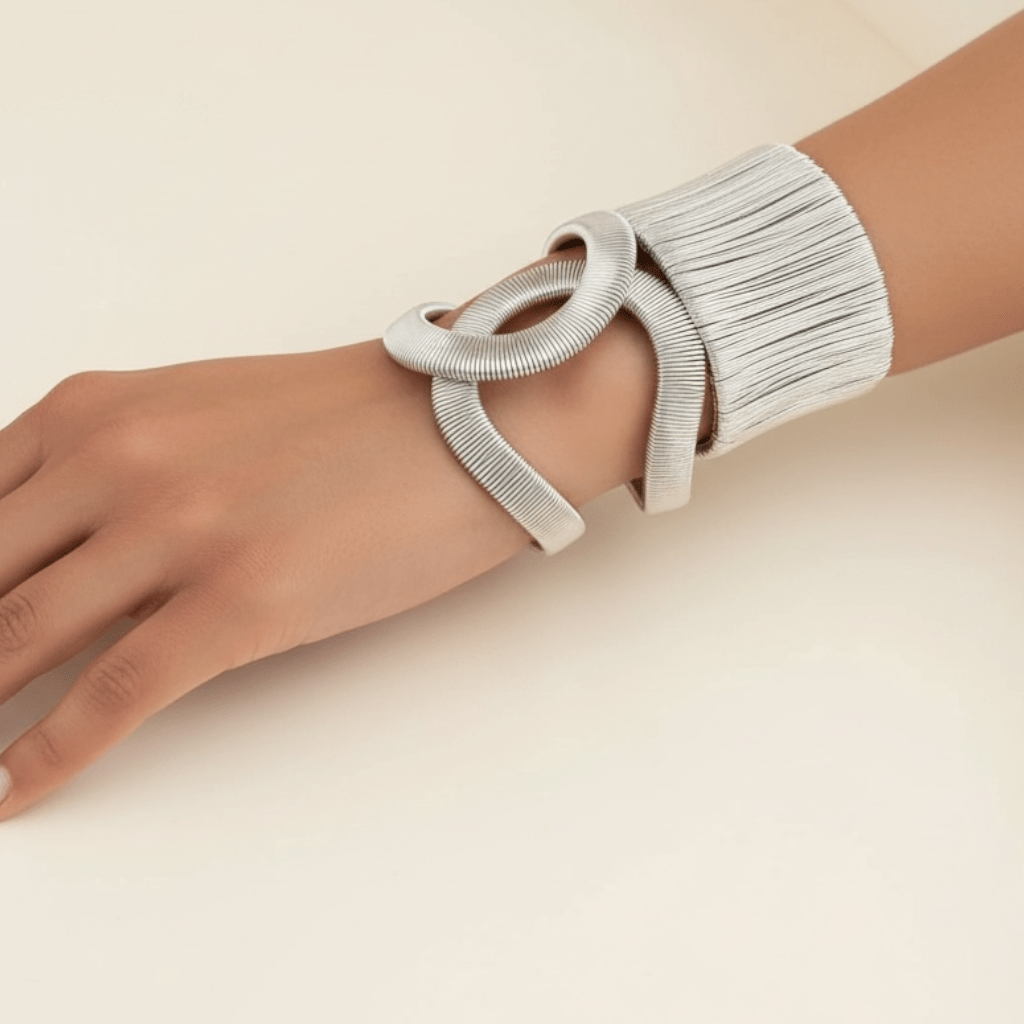 Coco Metal Silver Bangle Set - Bracelet