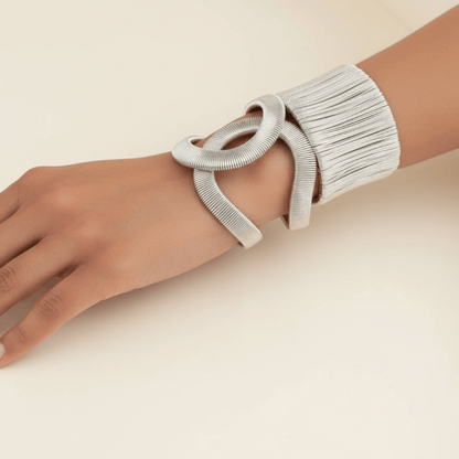 Coco Metal Silver Bangle Set - Bracelet