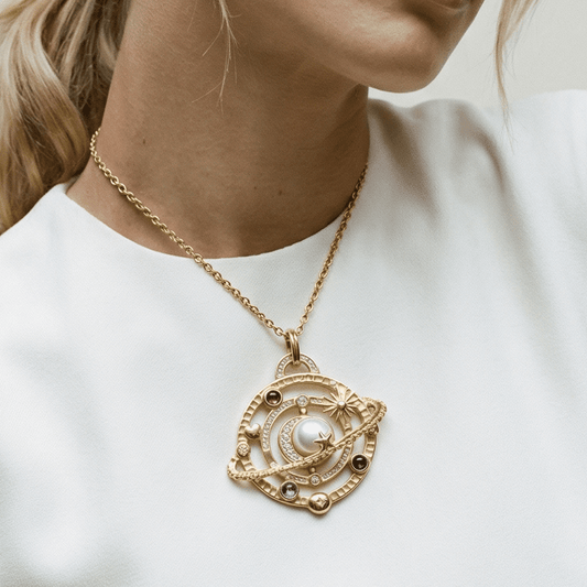 Cosmic Orbit Tarot 18k Gold Plated Pendant Necklace - Necklace