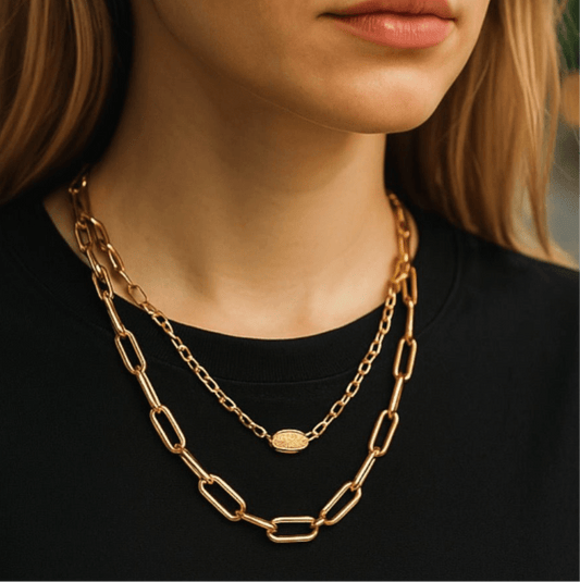 Double Lucky Gold Plated Necklace - Necklace