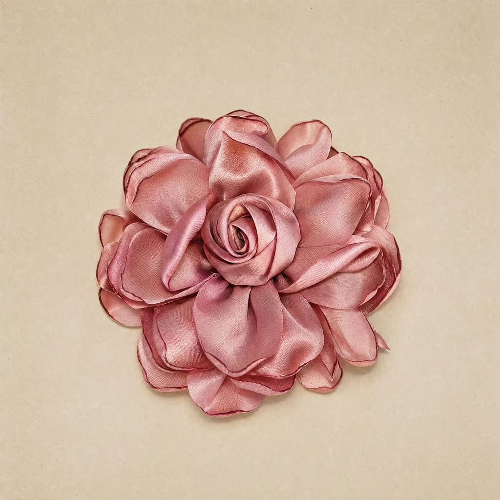 Dusty Pink Satin Floral Brooch - Brooch