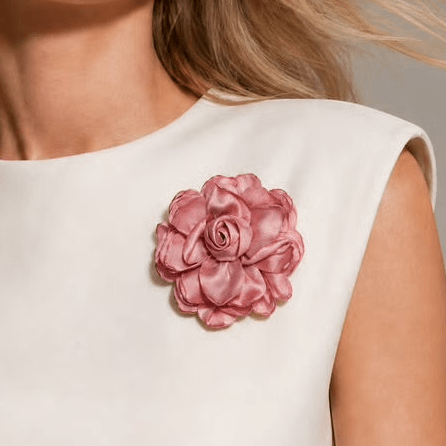 Dusty Pink Satin Floral Brooch - Brooch