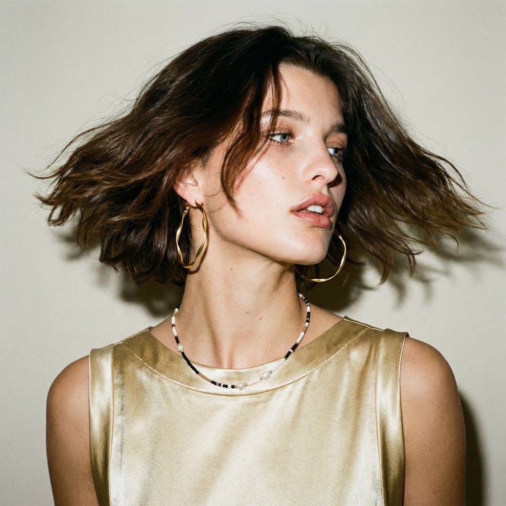 El Mariachi Beaded Black Gold and Pearl Necklace - 