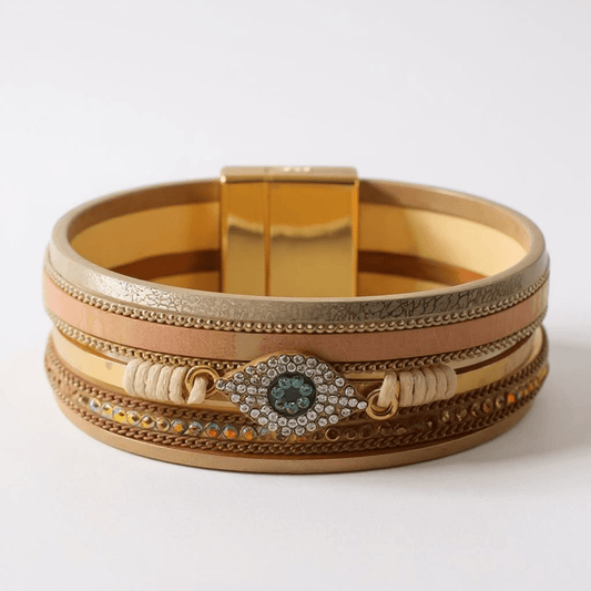 Evil Eye Leather Cuff - Bracelet