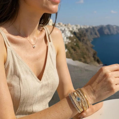 Evil Eye Leather Cuff - Bracelet