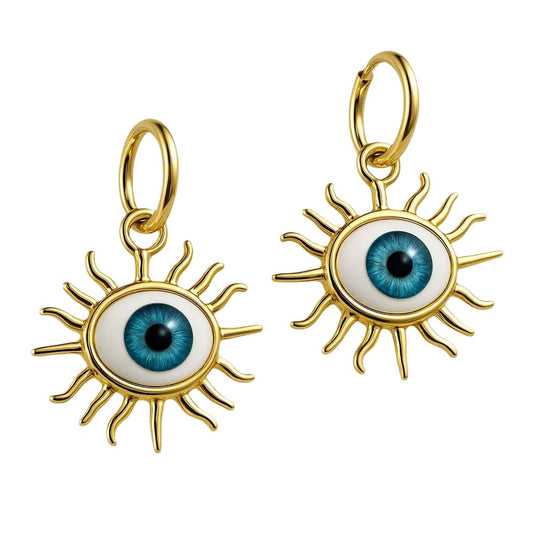 Evil Eye Starburst Gold Earrings - earrings