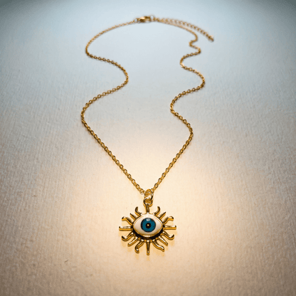 Evil Eye Starburst Gold Necklace - Necklace