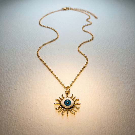Evil Eye Starburst Gold Necklace - Necklace