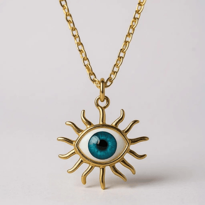 Evil Eye Starburst Gold Necklace - Necklace