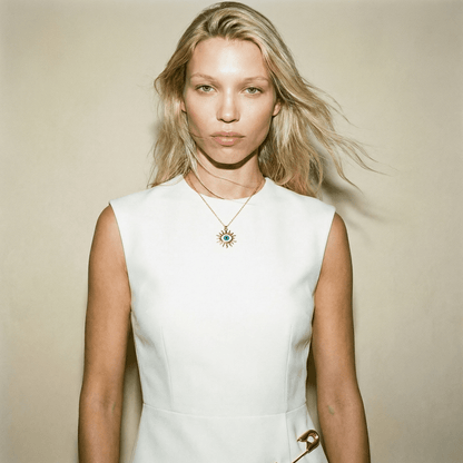 Evil Eye Starburst Gold Necklace - Necklace