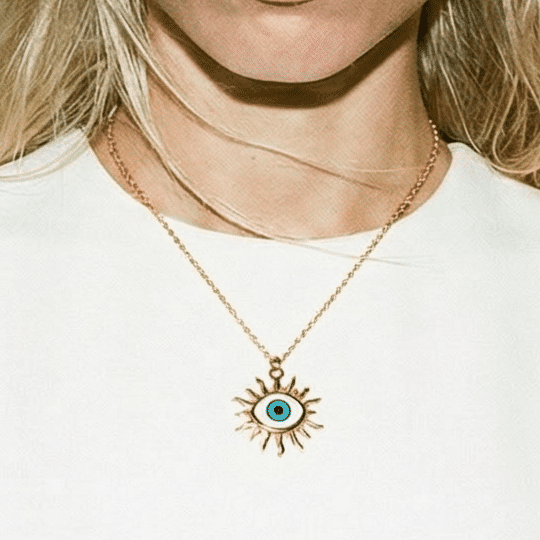 Evil Eye Starburst Gold Necklace - Necklace