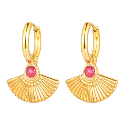 Fan Mail Gold and Ruby Earrings - 