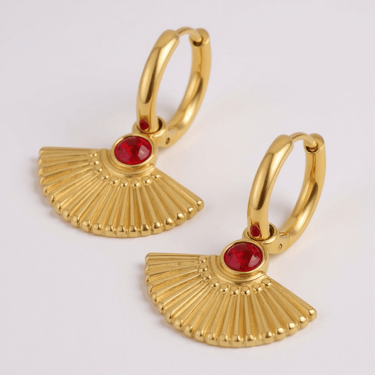 Fan Mail Gold and Ruby Earrings - 