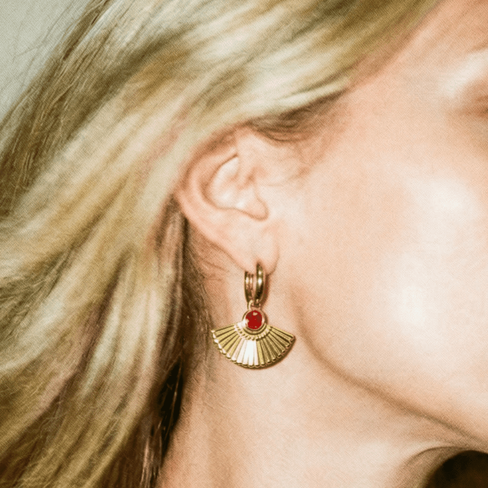 Fan Mail Gold and Ruby Earrings - 