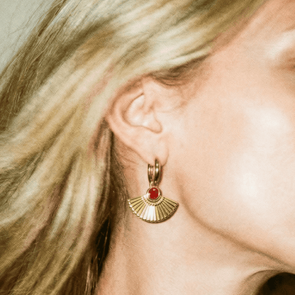 Fan Mail Gold and Ruby Earrings - 