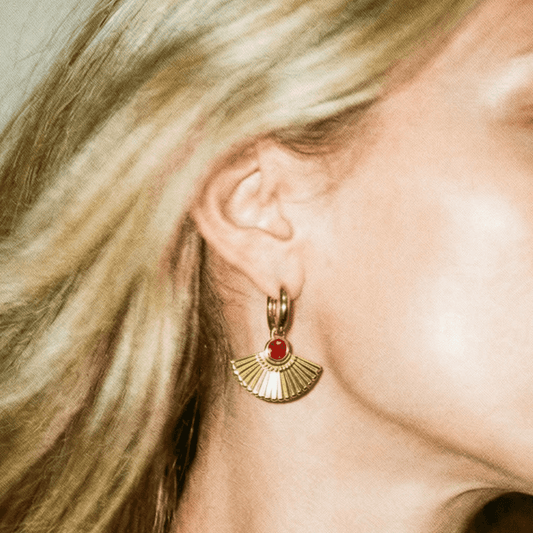 Fan Mail Gold and Ruby Earrings - 