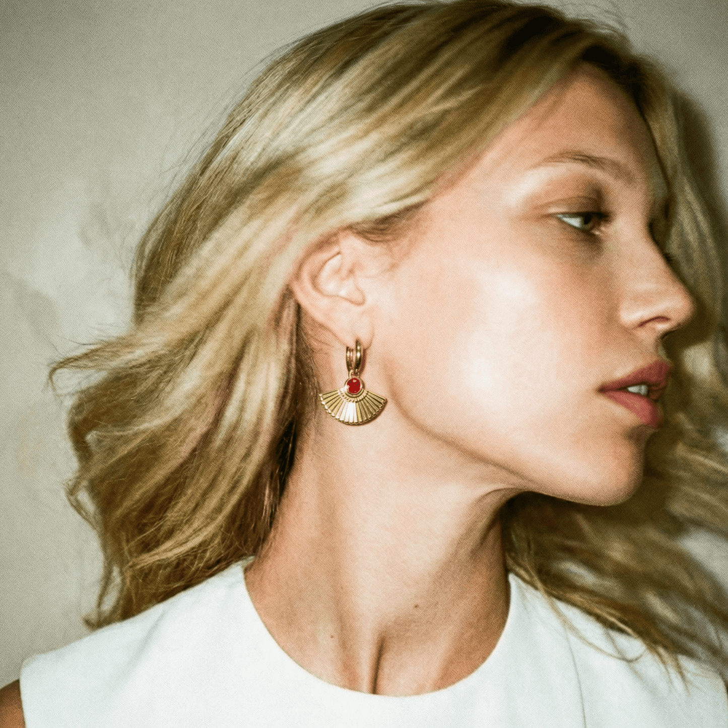 Fan Mail Gold and Ruby Earrings - 