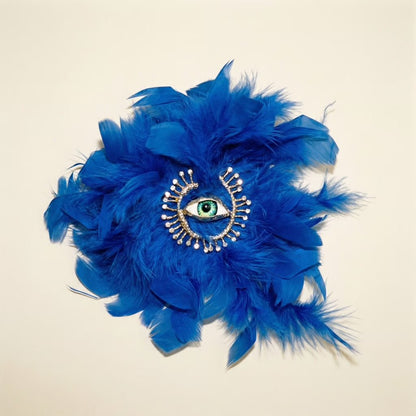 Feathers and Bright Eyes Statement Brooch - Brooch