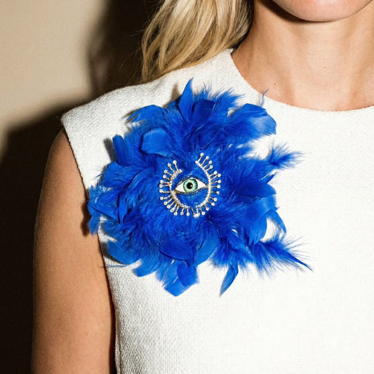 Feathers and Bright Eyes Statement Brooch - Brooch