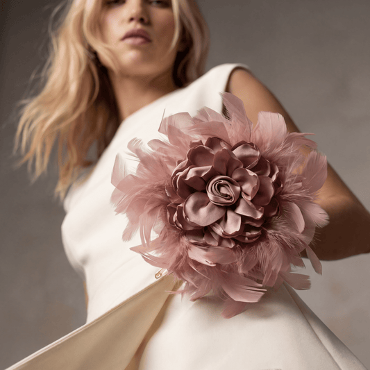 Feathers Dusty Pink Statement Rose Brooch - Brooch