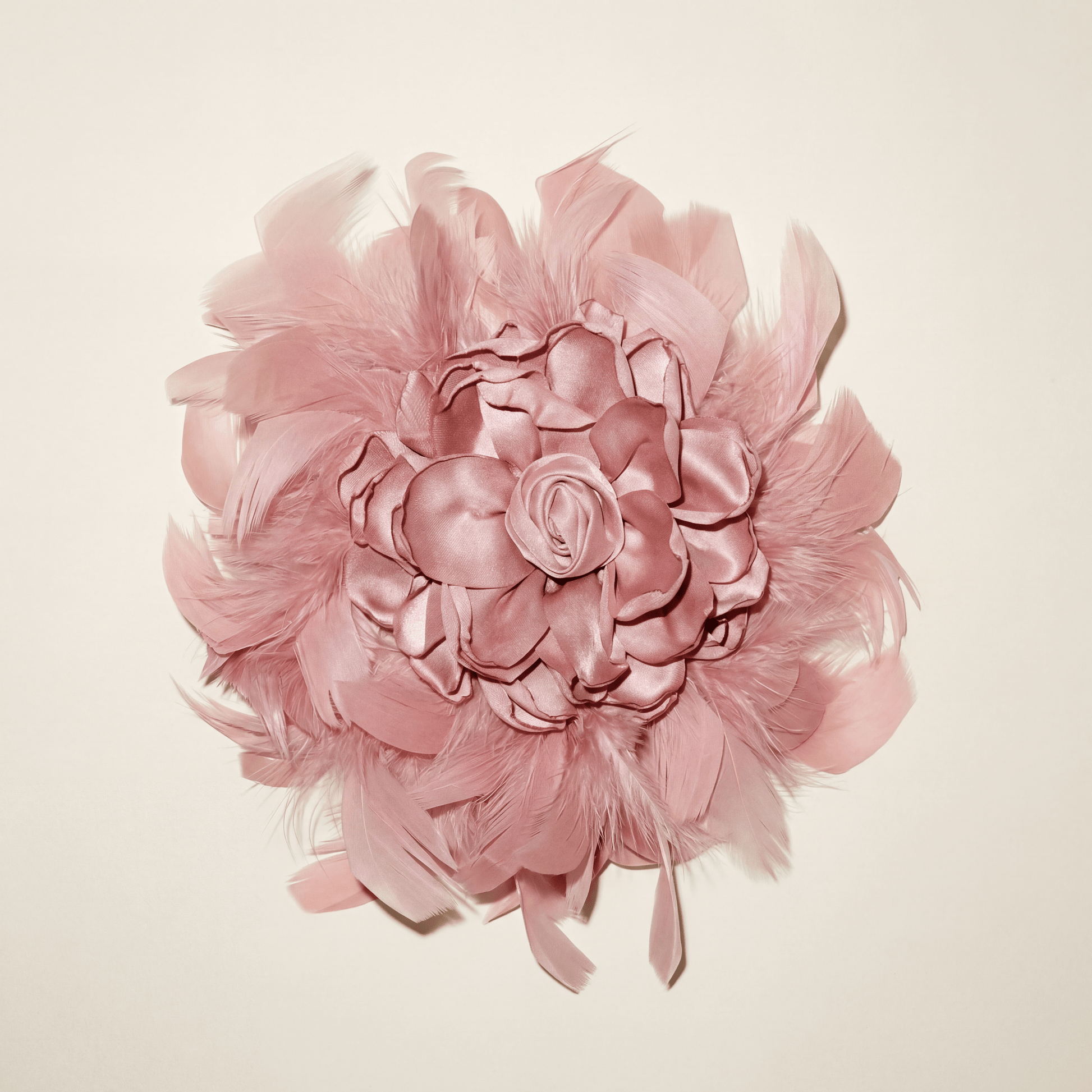 Feathers Dusty Pink Statement Rose Brooch - Brooch