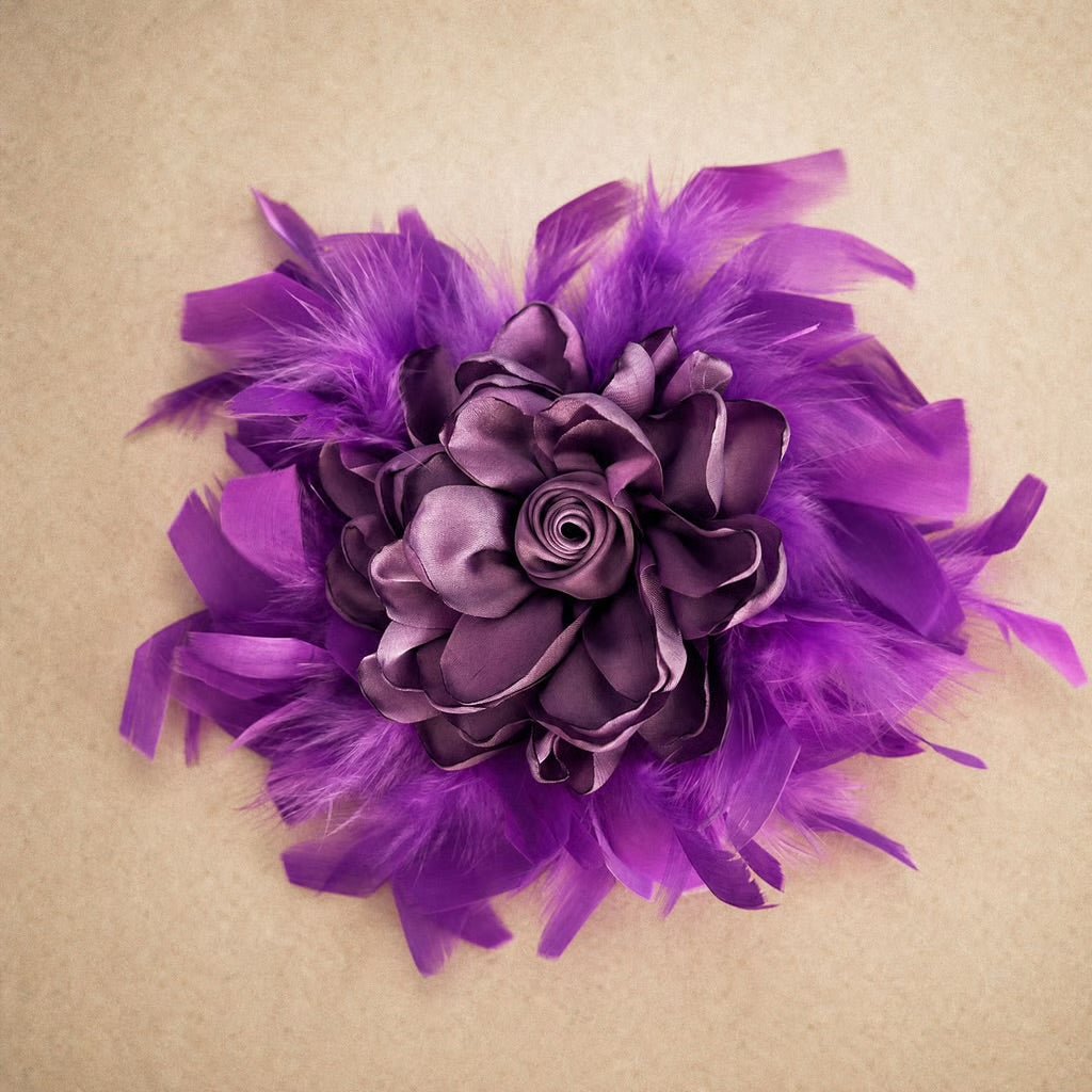 Feathers Mauve Statement Rose Brooch - Brooch