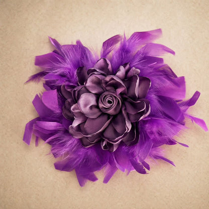 Feathers Mauve Statement Rose Brooch - Brooch