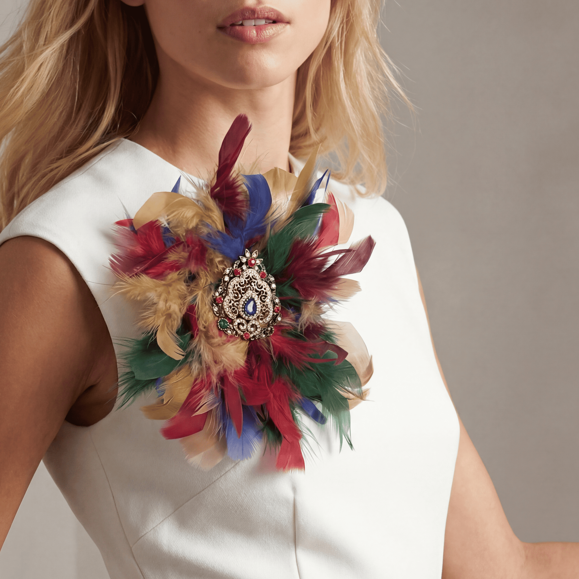 Feathers Rainbow Statement Brooch - Brooch