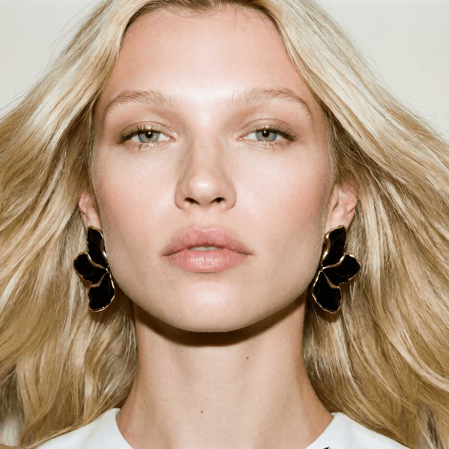 Flora Enamel Black and Gold Earrings - earrings