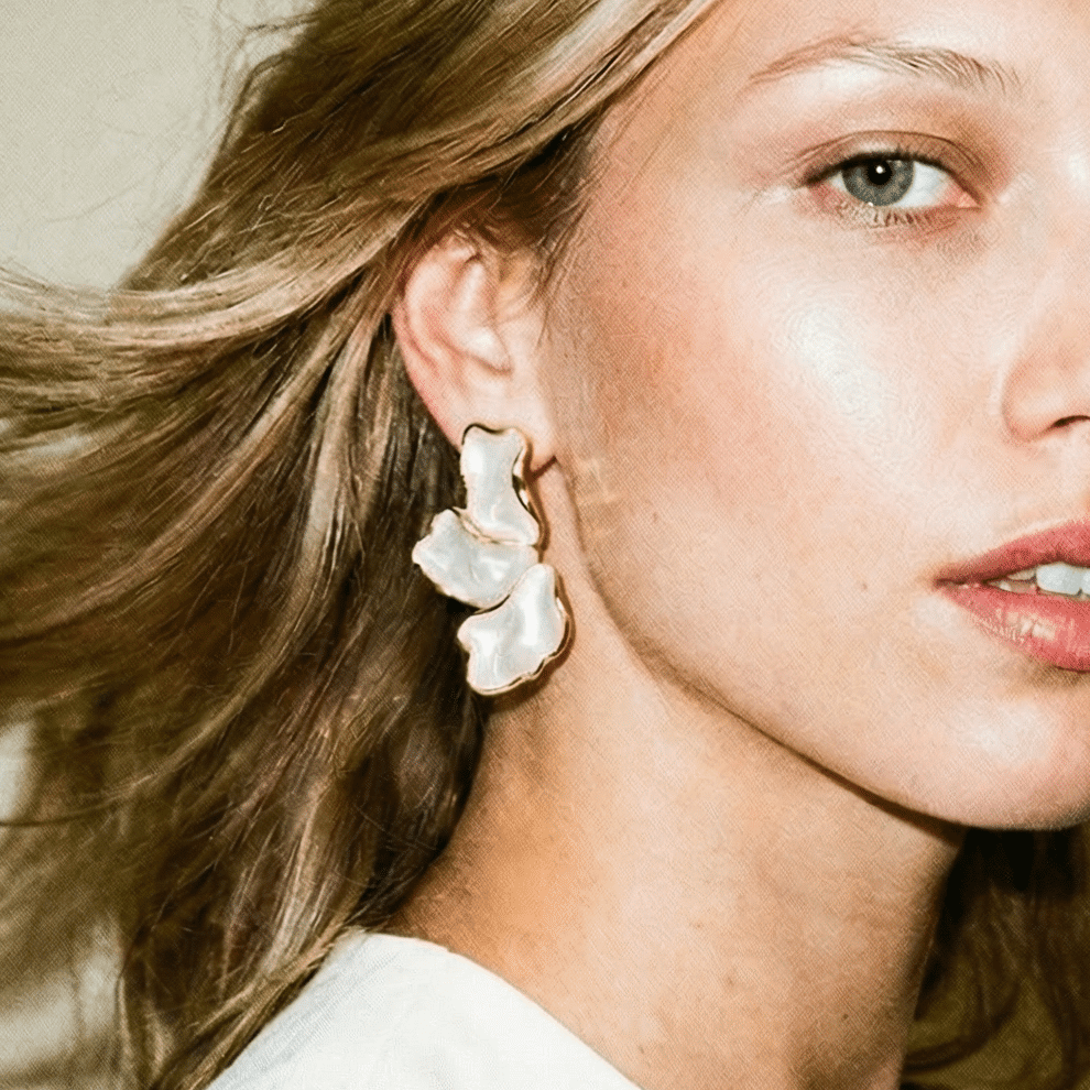 Flora Shell and Gold Earrings - earrings