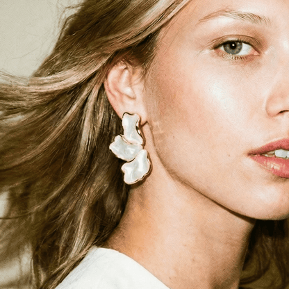 Flora Shell and Gold Earrings - earrings