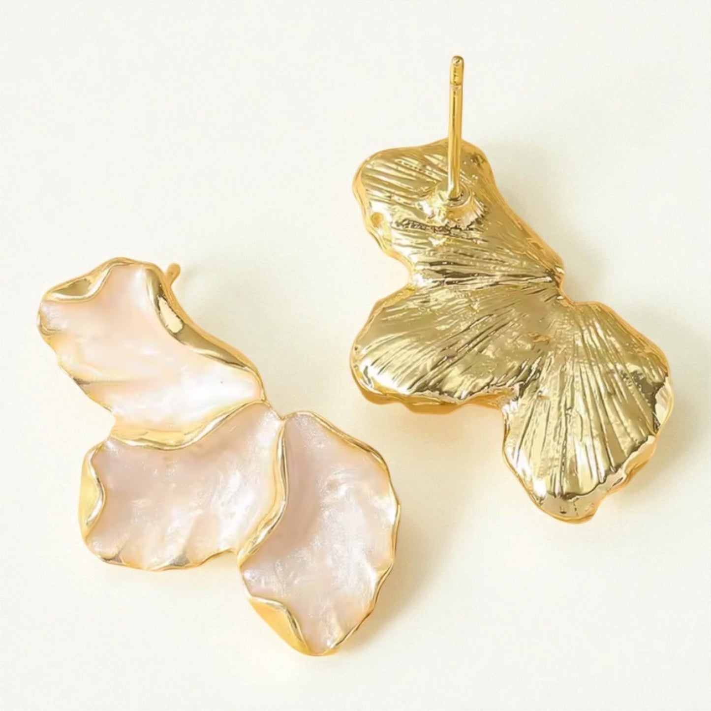 Flora Shell and Gold Earrings - earrings