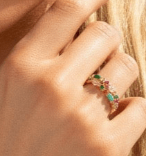 Flowers 18k Gold Plated Sterling Silver Jewelled Ring - earrings