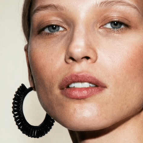 Frou Frou Classic Black Beaded Statement Earrings - 