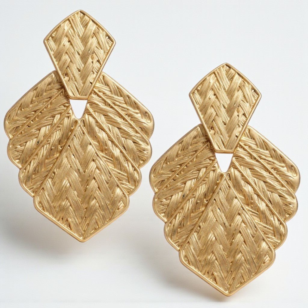 Gold Leaf Statement Earrings - earrings