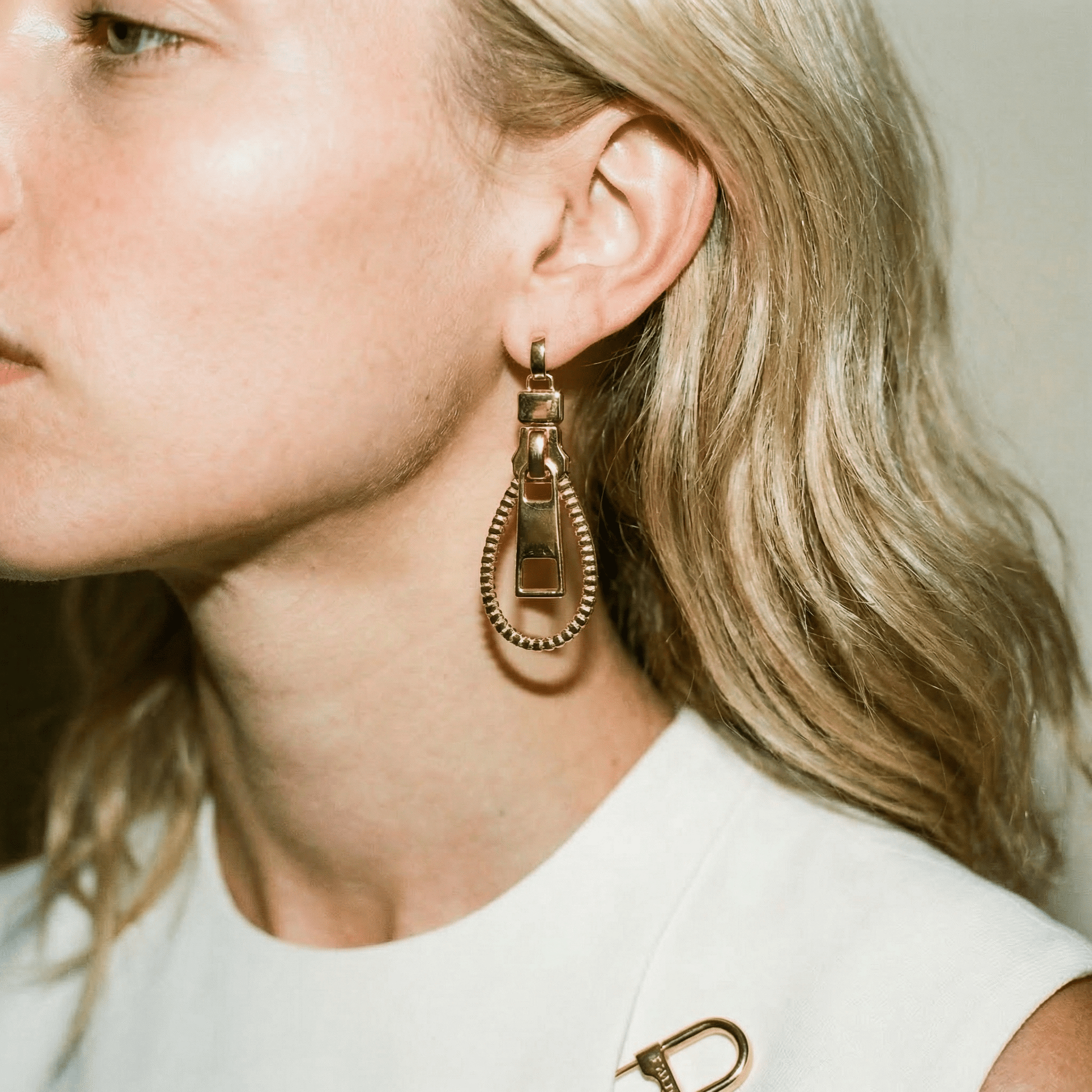 Gold Zip Earrings - earrings