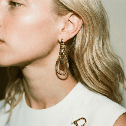 Gold Zip Earrings - earrings