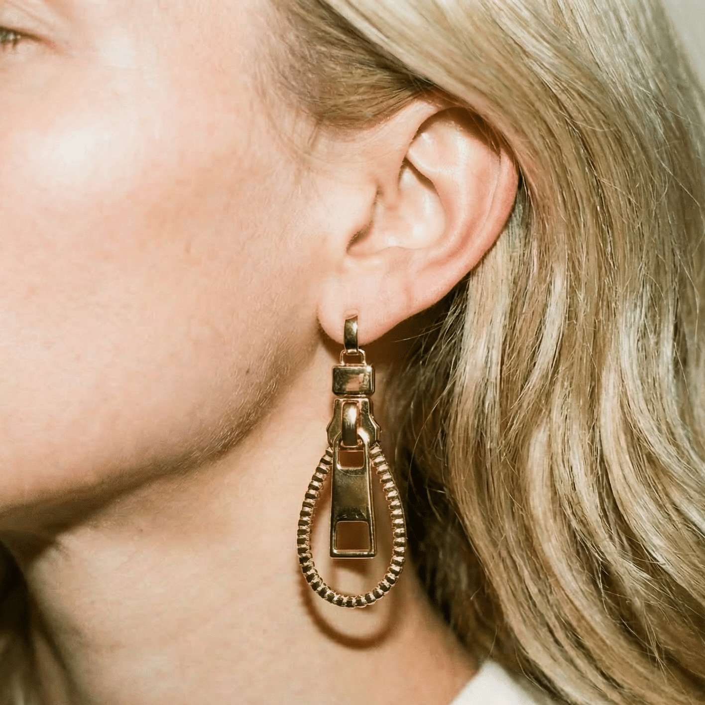 Gold Zip Earrings - earrings