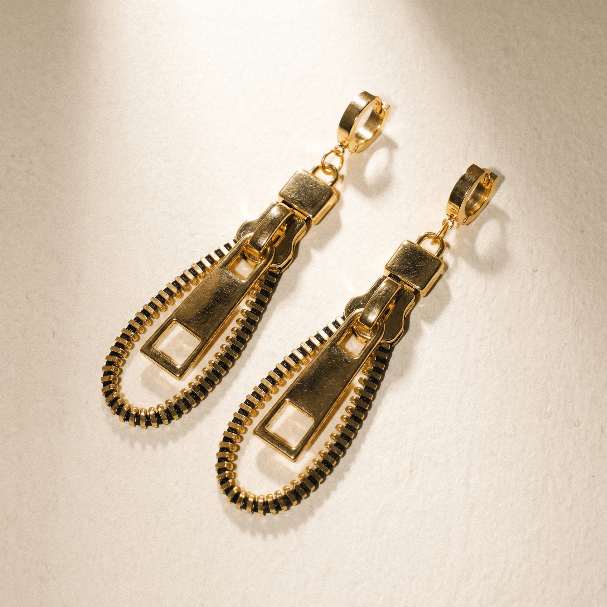 Gold Zip Earrings - earrings