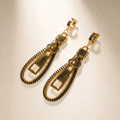 Gold Zip Earrings - earrings