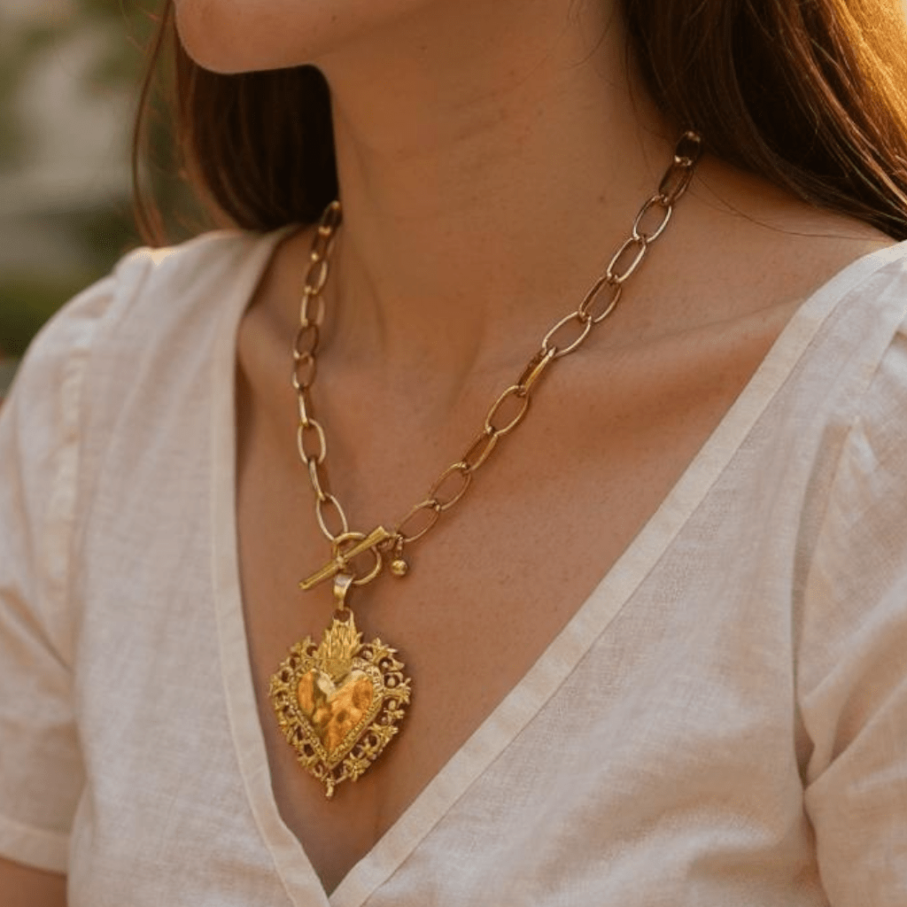 Golden Years Filigree Heart Necklace - Necklace