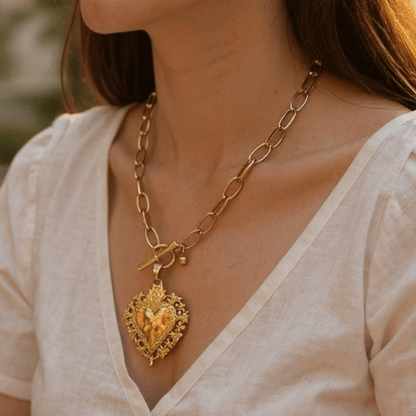Golden Years Filigree Heart Necklace - Necklace