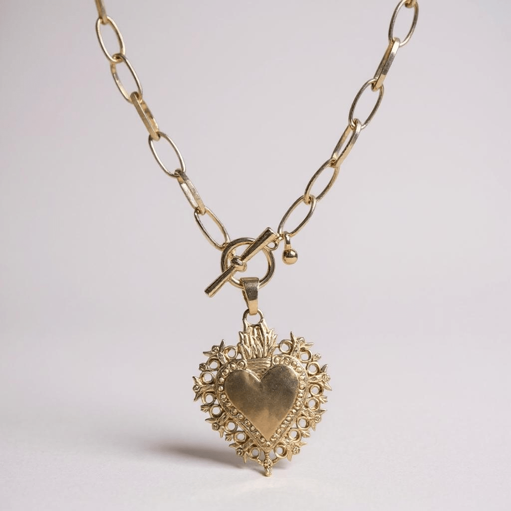 Golden Years Filigree Heart Necklace - Necklace