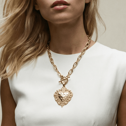 Golden Years Filigree Heart Necklace - Necklace