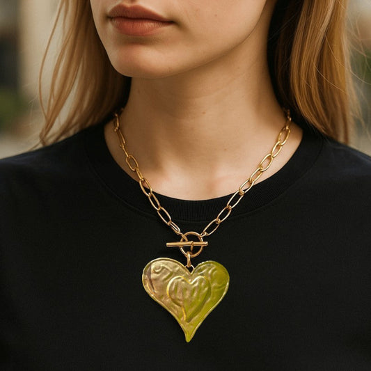 Golden Years Hammered Heart Necklace