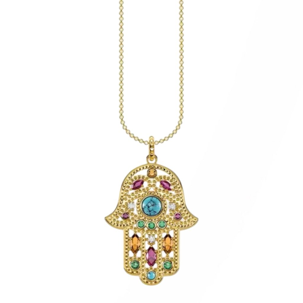 Hand of Fatima Gold Multi Tarot Necklace - Necklace