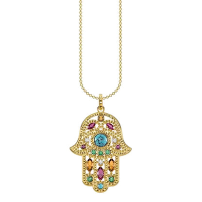 Hand of Fatima Gold Multi Tarot Necklace - Necklace
