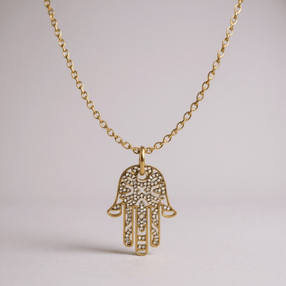 Hand of Fatima Gold Tarot Necklace - Necklace