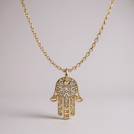 Hand of Fatima Gold Tarot Necklace - Necklace