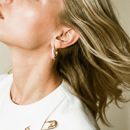 Hand on your Heart Huggy Earrings - earrings